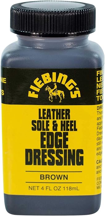 Fiebing's Leather Sole & Heel Edge Dressing (4 oz) - High Gloss, Protective Shoe Dressing Polish - Includes Brush Applicator
