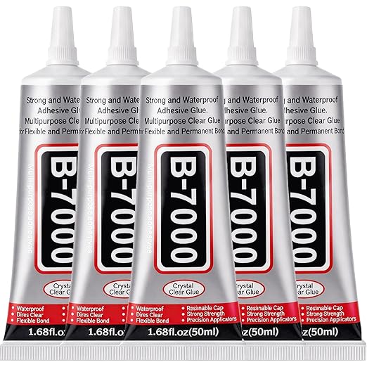 B7000 Glue Clear with Precision Tip for Rhinestones, 5Pcs 50mL/1.68 fl oz | Strong Adhesive Jewelry Bead Gem Glue, Quick Dry Bedazzling Glue for Jewelry Making Repair Fabric Clothes Shoes DIY Crafts