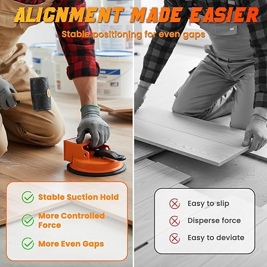 Floor Gap Fixer Tool Laminate Flooring Tools Wood Floor Repair Kit Vacuum Suction Cup Plank Grabber Power Shunting Installation for Flooring Seam Setter Fixing Grabber Leveler(Black)