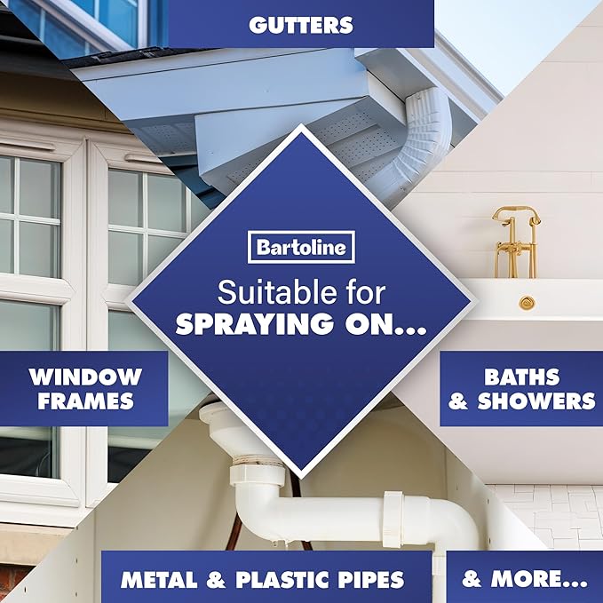 Bartoline Leak Sealer Spray, White, 13.5 oz [3 Pack] - Instant Waterproof Sealant for Pipes, Gutters, Roofs & Cracks Durable, Overpaintable & Weatherproof - 400 ml