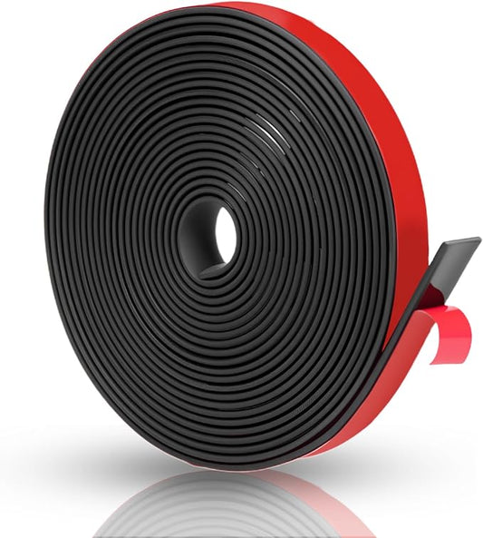 Adhesive Solid Rubber Strips - 1/2" Wide x 1/16" Thick x 180" Long, Black Neoprene Rubber Gasket Strip Roll for DIY Seal, Weather Striping,Liner,Cushion & Craft