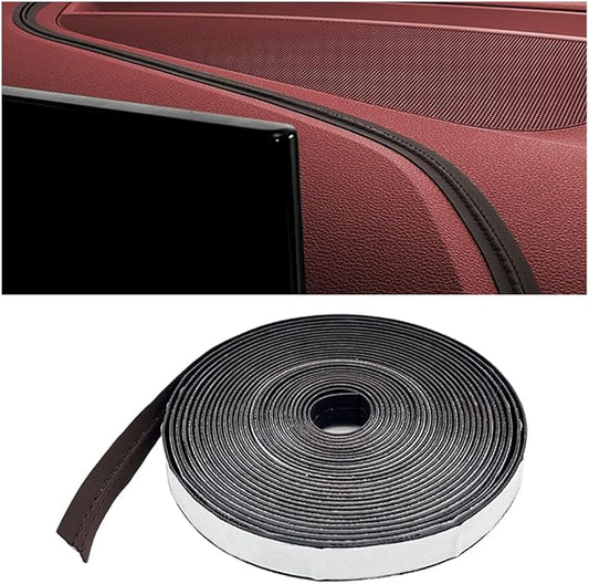 Car Interior Trim Strips, 19.68Ft Flexible Leather Vehicle Gap Fillers Decoration Molding Line, DIY Auto Central Control Door Garnish Accessories, Universal for SUV, Sedan, Truck (Brown)