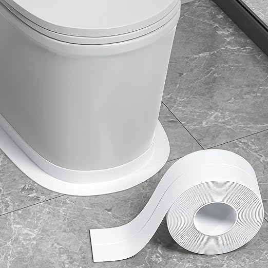 Fixmend White Caulk Tape Waterproof Self Adhesive, Toilet Caulking Sealant Tape, Bathtub Caulk Sealing Strip for Kitchen, Bathroom, Countertop, Sink, Floor Wall Edge Protector(1.5" x 10.5Ft)