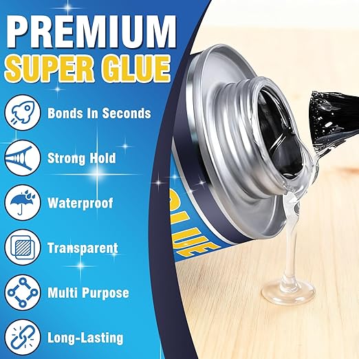Super Glue, Super Glue All Purpose, 130ml Long-Lasting & Clear Glue with Brush, Powerful Cyanoacrylate Glue for Cotton, Flannel, Denim, Leather, Metal, Wood, PVC, Plastic, Glass, Acrylic, Ceramics