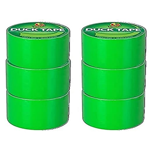 Duck Brand Color Duct Tape, 6-Roll, Neon Lime Green (1265018_C)