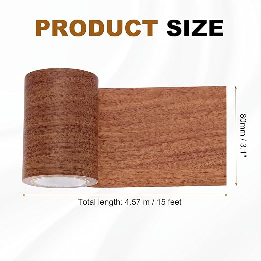 uxcell Wood Grain Repair Tape, 3.1" x 15ft Self Adhesive Wood Grain Colored Duct Tape Waterproof Repair Patch for Furniture Floor Scratch Fix, Baseboards, DIY Decor, Chocolate Pine