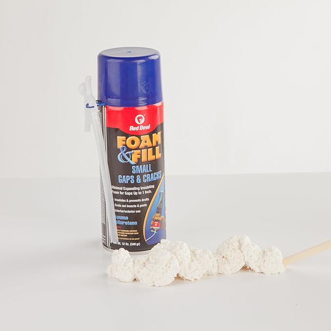 Red Devil 0913 Spray Foam & Fill Small Gaps & Cracks Expanding Insulation, Polyurethane Sealant, 12 oz, Off-White, Pack of 1