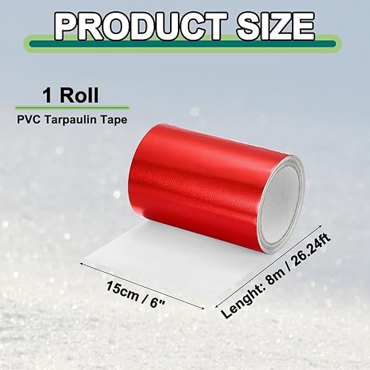 PATIKIL Awning Repair Tape 6" x 26ft Waterproof Canvas Tape High Adhesive Tear Repair Patch Kit for PVC Tarpaulin Tent Awning Fabric RV Sail Boat Cover, Red