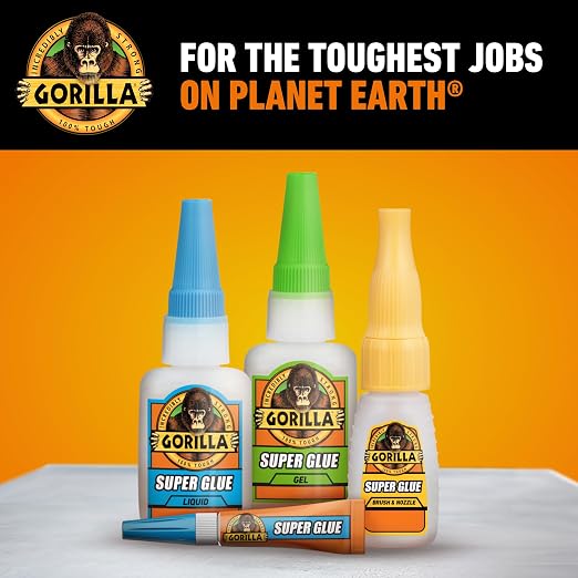 Gorilla Super Glue Gel Value Size, Fast‑Setting Strong Bond, Impact‑Tough Formula, Clear, 28 Grams
