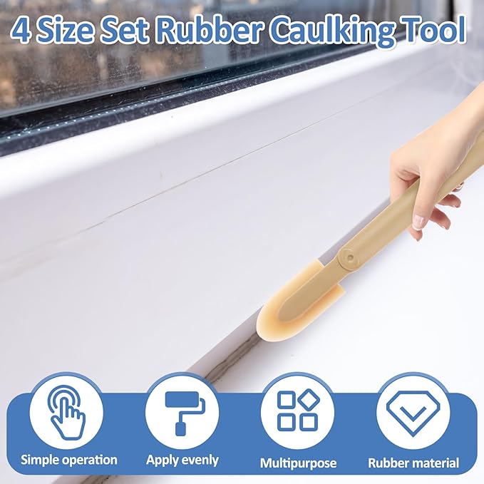 UKQRRTC 8Pcs Rubber Caulking Tool 4 Size Set Smooth Grout Sealant Caulking Tool Rubber Spatula Spreader Grout Sealer Applicator Smoothing Finger Finisher Grout Caulk Finishing Tool