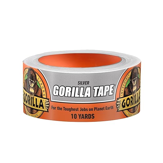 Gorilla Duct Tape, 1.88 in x 10 yd, Silver (Pack of 1) - Utility, Triple Layer Strength, Indoor & Outdoor, Weather Resistant Shell