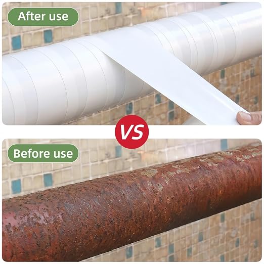 Pipe Wrap Tape 100' Length x 2" Width -10 Mil Thick,PVC Corrosion Protection,Width White Insulation Tape for Drain Pipe, Metal & Electrical Piping, Underground Pipe (2 Pack)