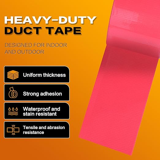 Pink Duct Tape Heavy Duty 2 Pack, 2 Inch x 20 Yards Waterproof Cloth Tape, Hand Tearable No Residue Multi-Purpose Strong Adhesive for Home Repair, DIY Crafts, Moving & Outdoor Projects