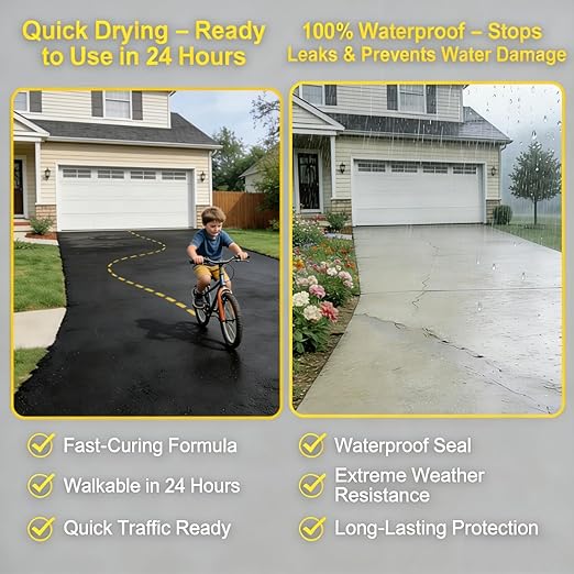 Concrete Crack Filler Self Leveling Sealant, Waterproof Fast-Drying Cement Sealer Repair, 35oz Flexible Easy DIY Outdoor Crack Seal Glue for Driveway, Sidewalk, Patio, Garage Floor, Asphalt