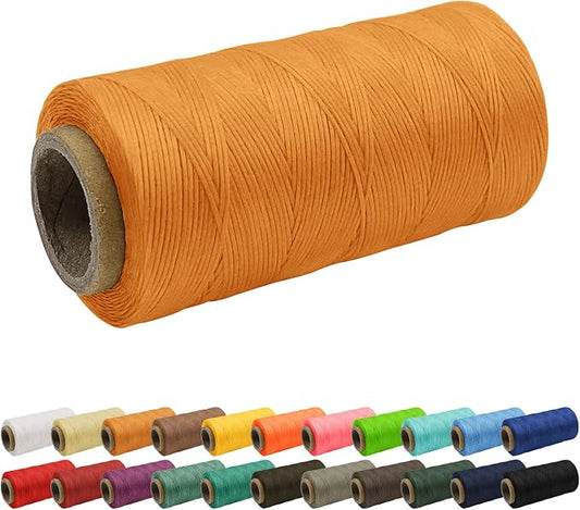 JeogYong 1mm Waxed Thread, 284 Yards 150D Flat Leather Sewing Thread, Hand Sewing Waxed Cord for Leather Craft, Bookbinding, Shoes Repairing (Khaki)