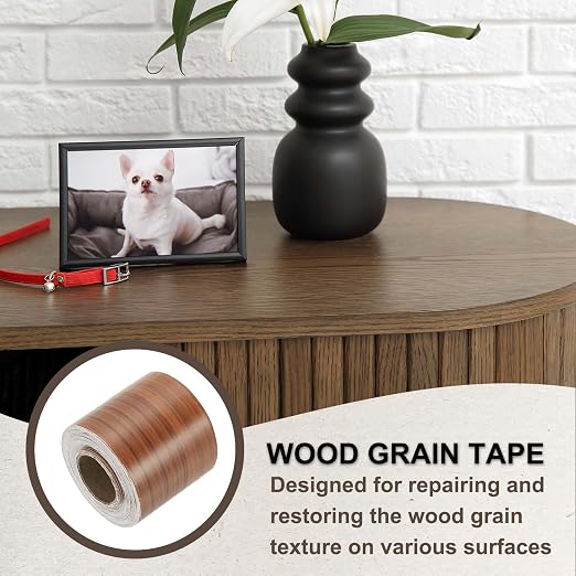 PATIKIL Wood Grain Tape 2" x 32 ft, Self-Adhesive Wood Texture Repair Tape Realistic Wooden Effect Patch for Furniture Cabinets Floor Walls, Brown