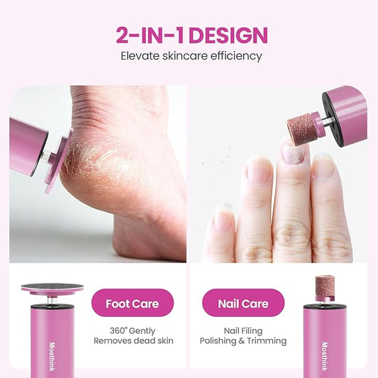 Electric Foot Callus Remover, 2 in 1 | 6 Speed Adjustable Foot File Nail Grinder with Sandpaper Disks, Professional Sander Pedicure Tool for Feet Dead Skin, Self Care Gifts for Women Mom Lover Friends