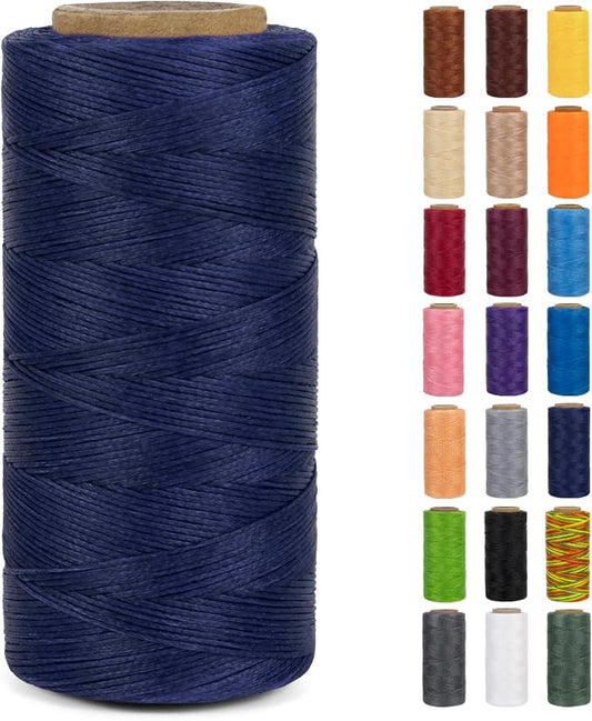 0.8mm Waxed Thread for Leather Sewing, 284 Yards, 150D Flat Wax String, Waxed Cord for Bracelet Making, Bookbinding, Shoe Repairing, Leather Projects, DIY Crafts (Royal Blue)