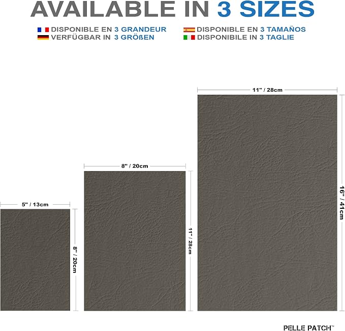 Faux Leather Repair Kit for Furniture - 25 Colors Available - Original 11x16 - Medium Grey
