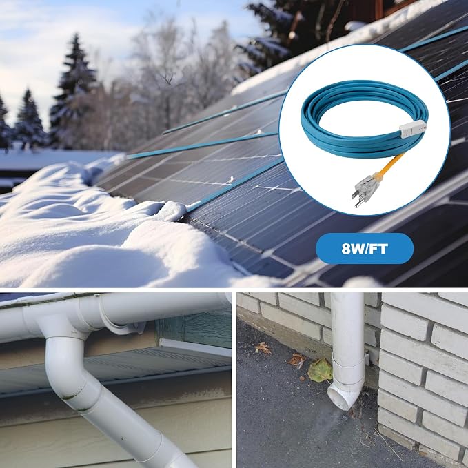 YAMIAOMAO Heat Tape for Water Pipes,12 Ft Blue Self-Regulating Heat Tape,-40°F Deicing Heat Tape,Prevent Water Pipes from Freezing,Heat Tape Water Pipes Suitable For Outdoor Water Tanks Of House