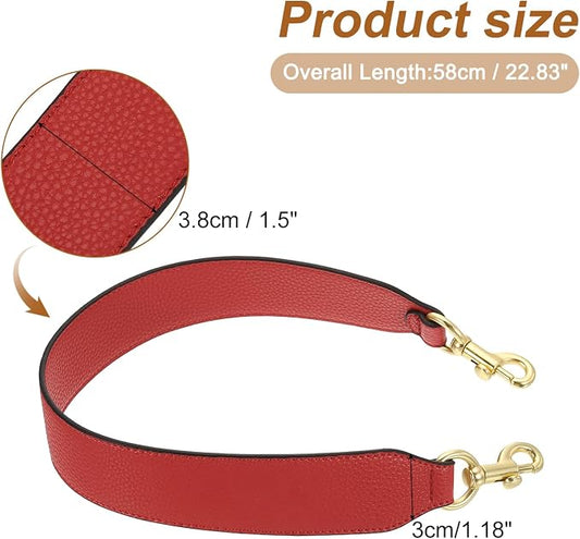 uxcell 22.83 Inch PU Leather Short Bag Strap with Clasp, Purse Handles Handbags Replacement Straps for Clutch Bag Crossbody Underarm Bags, Red, Light Gold Buckle