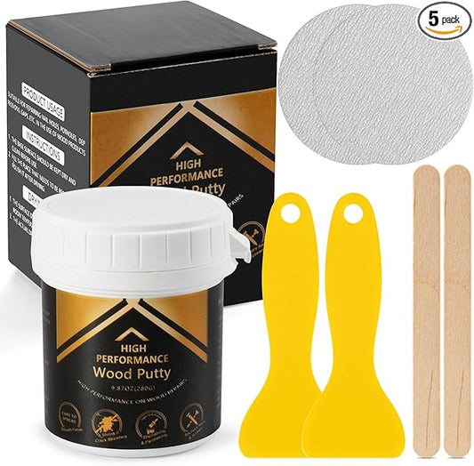 Deuvuo Black Wood Filler, High-Performance Black Wood Putty,Paintable & Sandable Black Black Wood Filler Epoxy - Quickly Fix Wood Cracks And Blemishes With Wood Hole Filler (32Oz)
