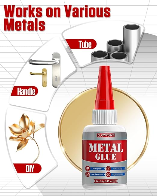 Metal Glue, 35g UltraStrong Adhesive for Stainless Steel, Aluminum, Iron, and More, Waterproof, Fast-Drying Repair Glue for Metal Crafts, Automotive, and DIY Projects