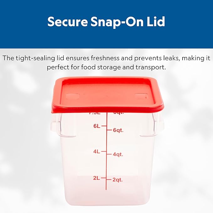 FSE FCC68 Reusable Cover for 6 & 8 Quart Container, Square, Red, NSF