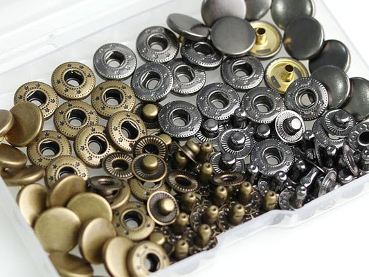 BetterJonny 24 Sets Heavy Duty Leather Snap Fasteners Kit, 12.5mm Metal Snap Buttons Press Studs Leather Rivets Snaps with 4 Setter Tools for Clothes Bracelet Jackets Jeans, 2 Color
