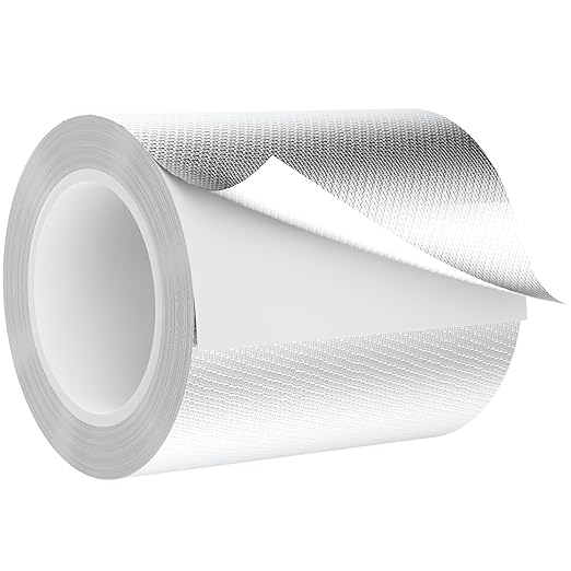 Fiberglass Aluminum Foil Tape 4 Inch x 66 Feet (5.9mil) – Heavy Duty HVAC Metal Tape,High Temp Waterproof Insulation Adhesive for Ductwork, Furnace, Dryer Vent, AC, Pipe Sealing & Repair