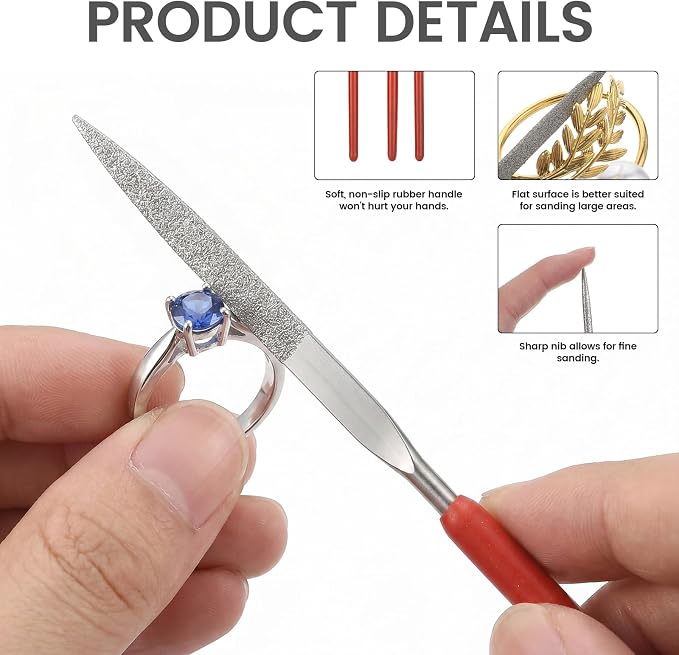 11 Pcs Mini Diamond Needle File Set Small Metal Riffler Files Jewelers File Precision Hand Tools with Leather Case for Glass Wood Stone Jewelry Plastic Carving Round Triangular Square Flat Shape