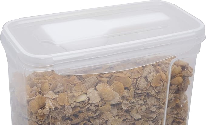 Kitchen Details 2 Pack Cereal Container with Scooper | Medium | Large | Airtight | Food Tin | Keeps Fresh | Kitchen & Pantry Storage Organizers | Clear