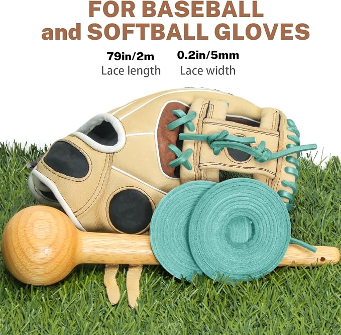 Softball Baseball Glove Lace, Mitt Lace Repair Kit Includes 2 Leather Laces and Lacing Needle for Catcher's Glove