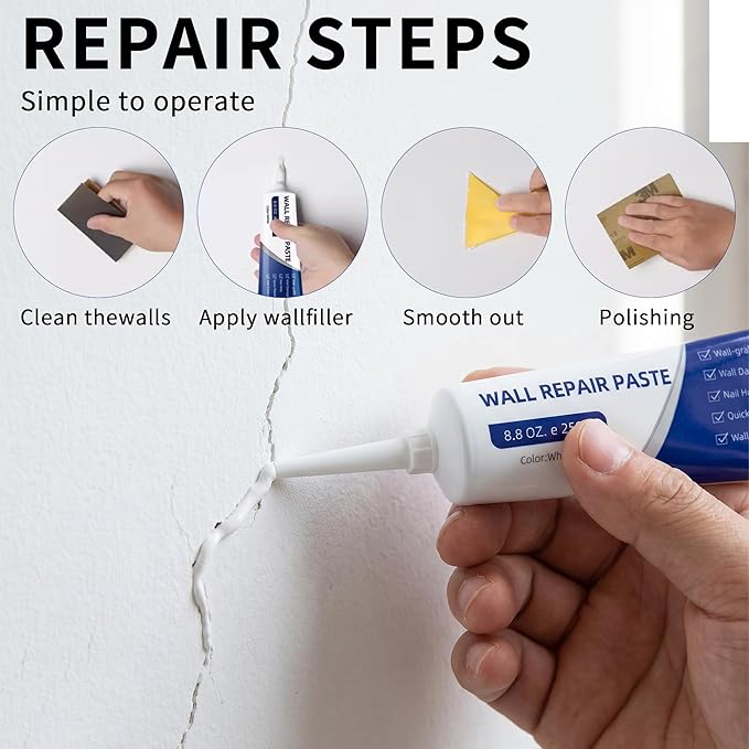 Drywall Repair Kit with Scraper, 2026 New Wall Mending Agent for Holes, Cracks, Small Damage, Quick Easy Solution for Home Wall Efficient Patch Repair (1 pcs)
