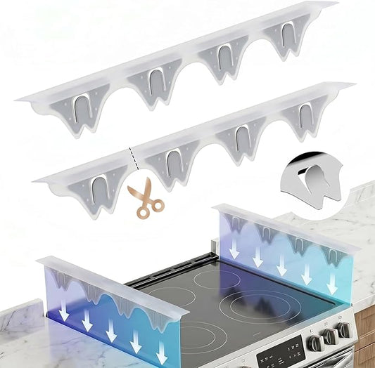 Silicone Stove Gap Covers with Stainless Steel, Oven Gap Filler Seals Gaps Between Stovetop and Counter, Stove Gap Guards Range Trim Kit, Easy to Clean Stove Gap Guard (Clear 2 Pack,20.86")