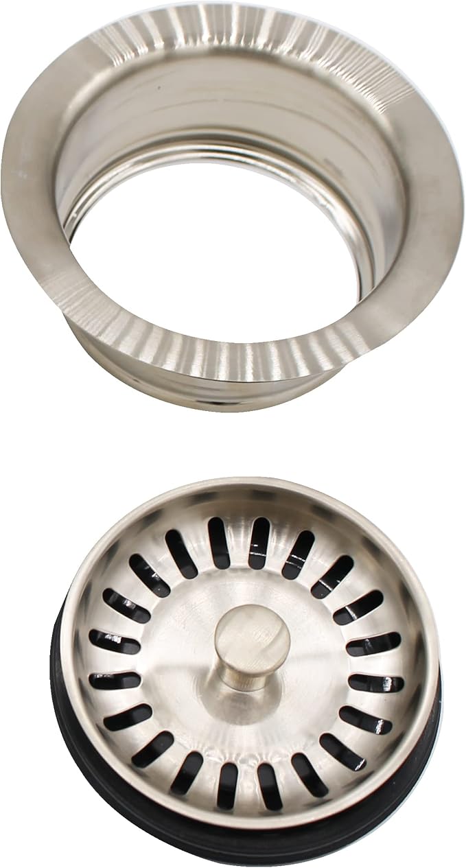 Westbrass CO2165S-20 COMBO PACK 3-1/2" Post Style Large Kitchen Sink Basket Strainer and Waste Disposal Drain Flange with Basket Strainer, Stainless Steel