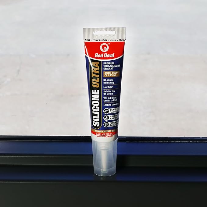 Red Devil 0795 StormGuard 920 100% RTV Silicone Sealant, 2.8 oz. Tube, Clear, 1 Pack