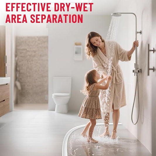 Shower Threshold Water Dam Guard - Self-Adhesive Silicone Waterproof Barrier, Leak-Proof, Flexible, Easy Installation, Customizable Length for Showers, Bathtubs, Sinks, and Countertops by Hzetuu
