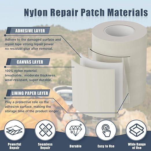 Cahomo 3x79 Inch Nylon Repair Patch Nylon Repair Tape Self Adhesive Fabric Tapes Outdoor Camping Gear Fabric kit for Tent, Umbrella, Down Jackets, Sleeping Bag, Knapsack（Orange）