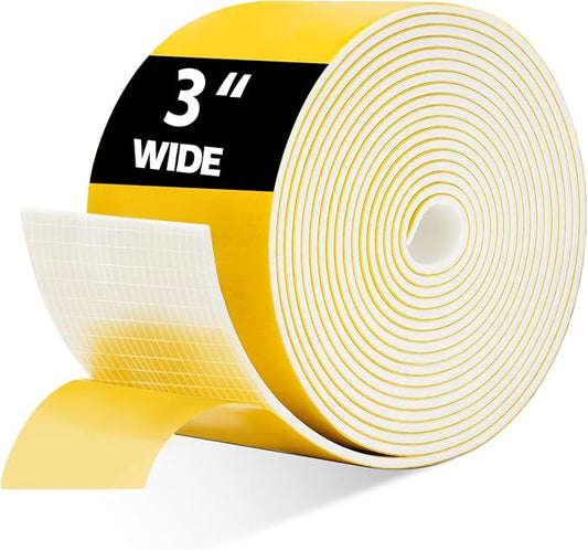 DEMEDO Pipe Insulation Tape, Pipe Wrap Insulation Foam Tape Self Adhesive, Outdoor Water Pipe Insulation Roll for HVAC, AC Line Insulation, 3 inch x 16.5 FT Heat Tape for Water Pipe, White