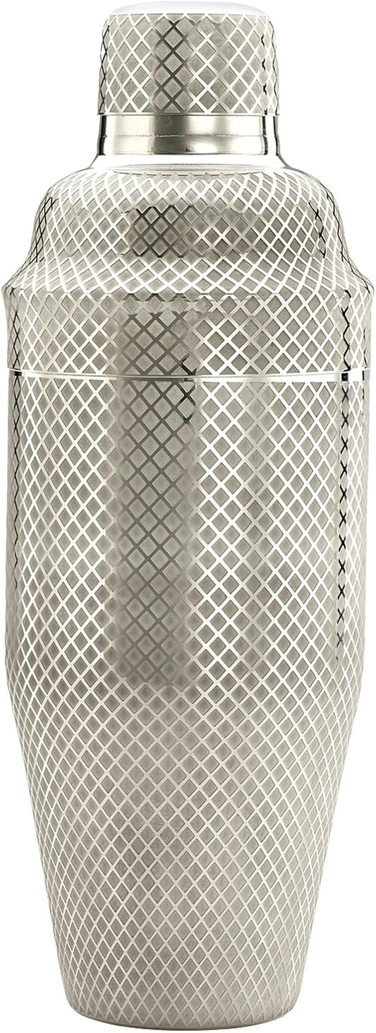 Barfly 3-Piece Diamond Lattice Etch Japanese Cocktail Shaker Set (24 Oz/700ml), Stainless Steel