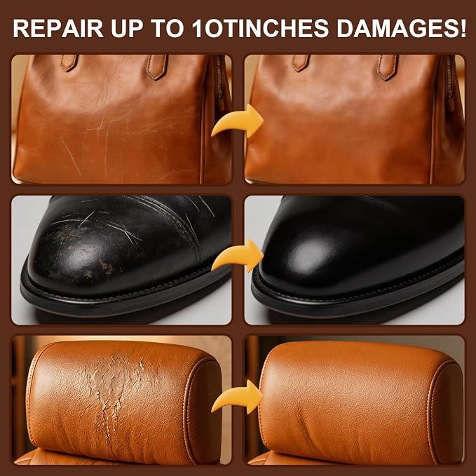 Leather Repair Kit for Furniture, Sofa, Jacket, Car Seats & Purse. Fix Tears, Scratches, Holes & Peeling on Genuine, Faux, Bonded.（5 Colors）