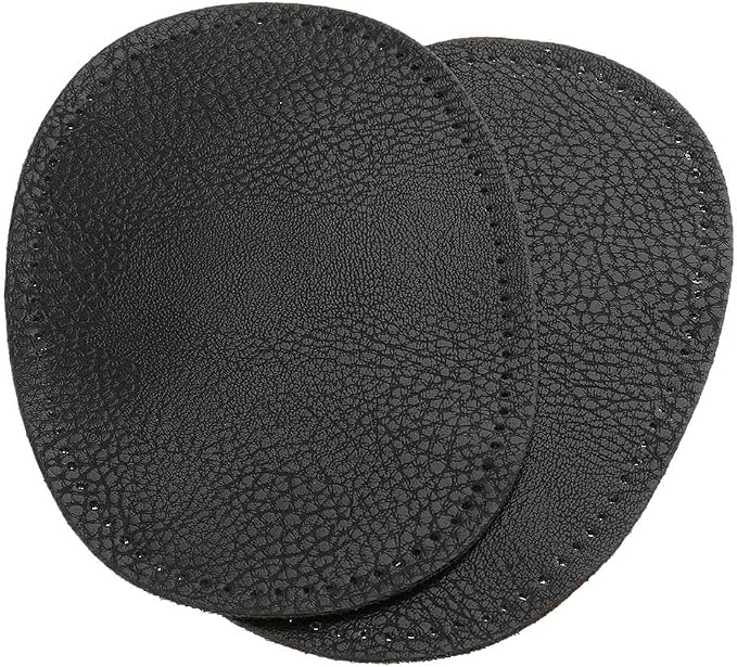BeeSpring 2 Pieces Pu Leather Patch Sew on Patches Repir Elbow Knee for Clothes Clothing Accessories - Black