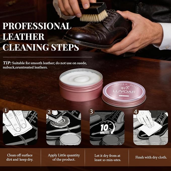 Saddle Soap for Leather 4oz - Premium Leather Cleaner & Conditioner to Clean, Soften, Protect Leather, Ideal for Saddles, Shoes, Couch, Car Seats, Purses & All Leather Products