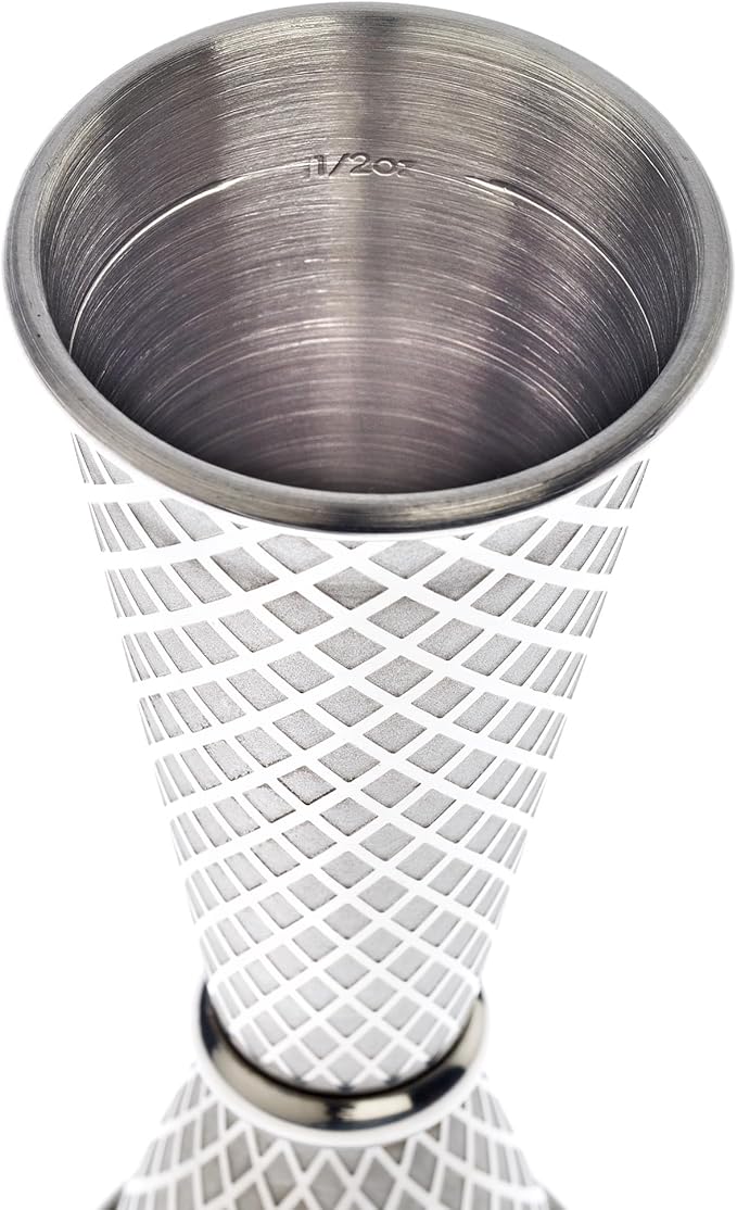 Barfly 1 x 2 oz. Diamond Lattice Etch Japanese Style Jigger, Stainless Steel