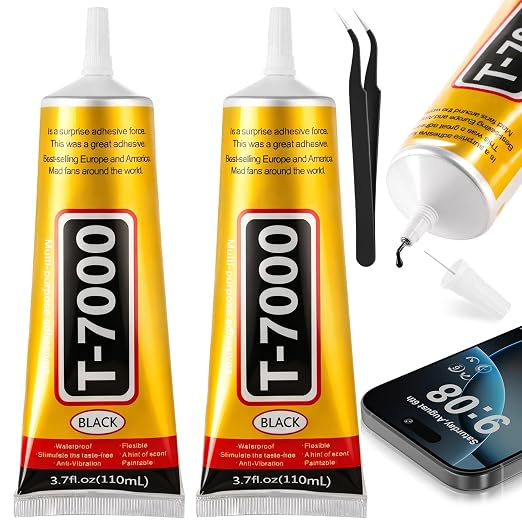 220 ML T7000 Black Glue, Semi Fluid Black Adhesive Glue Precision Craft Repair for Electronics Phone Screen Replacements DIY Jewelry Making Glass Wood Metal Stones