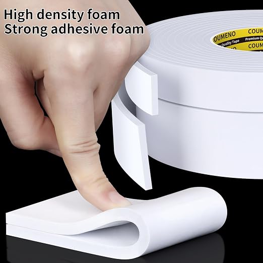 Single-Sided Adhesive EVA Foam Tape 1.2in x16.4FT,White Foam Weather Stripping,Door Seal & Window Insulation Tape,Waterproof Sound Proof Seal Strip for Doors,Windows,Garage Door & Gap Sealing