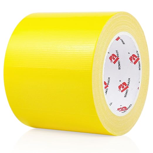 BOMEI PACK Duct Tape Yellow Heavy Duty,9 Mil Thickness,Strong Industrial Strength,Flexible,No Residue,Waterproof and Tear by Hand,Multi-Use for Indoor & Outdoor Repairs (4 Inch x 30 Y)