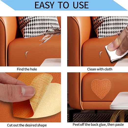 Oversized Leather Repair Tape, Adhesive Repair for Leather,17.7 x 78.8inches, for Sofas, car Seats, Furniture, Bags, Jackets, Armchair Tear Repair Patches (Orange)