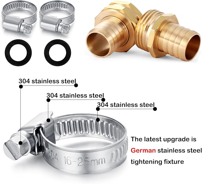 SIGURANTA Garden Hose Repair Connector with Clamps Hose End Repair Kit,3/4" Barb Garden Hose Fittings Male and Female brass garden hose ends (3/4"Barb-10 Set)
